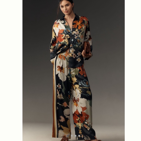 Anthropologie Pants - Conditions Apply Imara Satin Wide-Leg Pants